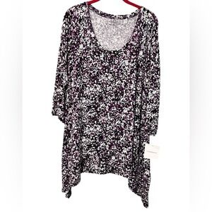 Croft & Barrow Classic shirt top Scoop Neck Tunic Length Long Sleeve‎ size 1X
